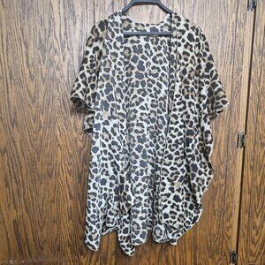 Leopard print  Kimono dark Sheer Top OSFA tunic length